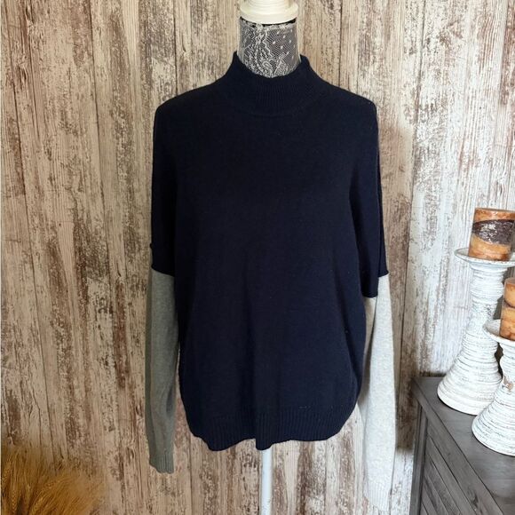 BLDWN Cara Cashmere Blend Color Block Sweater in Nocturnal Multi - Large - Picture 3 of 8